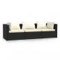 Preview: 3-Sitzer-Sofa mit Kissen Schwarz Poly Rattan