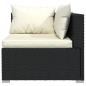 Preview: 3-Sitzer-Sofa mit Kissen Schwarz Poly Rattan