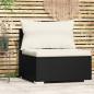 Preview: ARDEBO.de - Garten-Mittelsofa mit Kissen Schwarz Poly Rattan