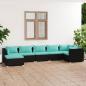 Preview: ARDEBO.de - 7-tlg. Garten-Lounge-Set mit Kissen Poly Rattan Schwarz