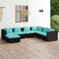 Preview: ARDEBO.de - 7-tlg. Garten-Lounge-Set mit Kissen Poly Rattan Schwarz