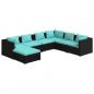 Preview: 7-tlg. Garten-Lounge-Set mit Kissen Poly Rattan Schwarz