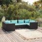 Preview: ARDEBO.de - 6-tlg. Garten-Lounge-Set mit Kissen Poly Rattan Schwarz