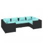 Preview: 6-tlg. Garten-Lounge-Set mit Kissen Poly Rattan Schwarz