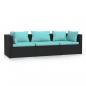 Preview: 3-Sitzer-Sofa mit Auflagen Schwarz Poly Rattan