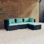 Preview: ARDEBO.de - 4-tlg. Garten-Lounge-Set mit Kissen Poly Rattan Schwarz