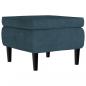 Preview: Hocker mit Holzbeinen Blau Samt