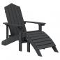 Preview: Adirondack-Gartenstuhl mit Hocker & Tisch HDPE Anthrazit