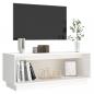 Preview: TV-Schrank Weiß 90x35x35 cm Massivholz Kiefer