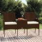 Preview: ARDEBO.de - 2-Sitzer Gartensofa mit Teetisch Poly Rattan Braun