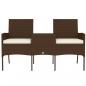 Preview: 2-Sitzer Gartensofa mit Teetisch Poly Rattan Braun