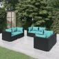 Preview: ARDEBO.de - 6-tlg. Garten-Lounge-Set mit Kissen Poly Rattan Schwarz