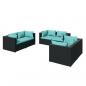 Preview: 6-tlg. Garten-Lounge-Set mit Kissen Poly Rattan Schwarz