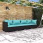 Preview: ARDEBO.de - 4-tlg. Garten-Lounge-Set mit Auflagen Poly Rattan Schwarz