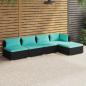 Preview: ARDEBO.de - 5-tlg. Garten-Lounge-Set mit Kissen Poly Rattan Schwarz