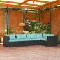 Preview: ARDEBO.de - 5-tlg. Garten-Lounge-Set mit Kissen Poly Rattan Schwarz