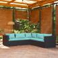 Preview: ARDEBO.de - 5-tlg. Garten-Lounge-Set mit Kissen Poly Rattan Schwarz