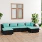 Preview: ARDEBO.de - 6-tlg. Garten-Lounge-Set mit Kissen Poly Rattan Schwarz