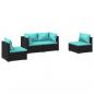 Preview: 4-tlg. Garten-Lounge-Set mit Kissen Poly Rattan Schwarz