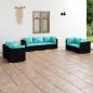 Preview: ARDEBO.de - 7-tlg. Garten-Lounge-Set mit Kissen Poly Rattan Schwarz