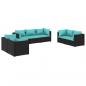 Preview: 7-tlg. Garten-Lounge-Set mit Kissen Poly Rattan Schwarz