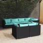 Preview: ARDEBO.de - 7-tlg. Garten-Lounge-Set mit Kissen Schwarz Poly Rattan