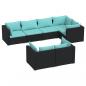 Preview: 7-tlg. Garten-Lounge-Set mit Kissen Schwarz Poly Rattan