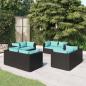 Preview: ARDEBO.de - 8-tlg. Garten-Lounge-Set mit Kissen Poly Rattan Schwarz