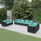 Preview: ARDEBO.de - 8-tlg. Garten-Lounge-Set mit Kissen Poly Rattan Schwarz