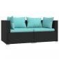 Preview: 2-Sitzer-Sofa mit Kissen Schwarz Poly Rattan