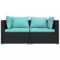 Preview: 2-Sitzer-Sofa mit Kissen Schwarz Poly Rattan