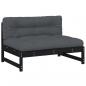 Preview: Mittelsofa Schwarz 120x80 cm Massivholz Kiefer