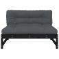 Preview: Mittelsofa Schwarz 120x80 cm Massivholz Kiefer