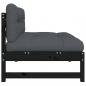 Preview: Mittelsofa Schwarz 120x80 cm Massivholz Kiefer