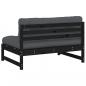 Preview: Mittelsofa Schwarz 120x80 cm Massivholz Kiefer