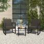 Preview: ARDEBO.de - 3-tlg. Garten-Lounge-Set mit Kissen Schwarz Poly Rattan