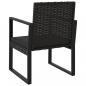 Preview: 3-tlg. Garten-Lounge-Set mit Kissen Schwarz Poly Rattan