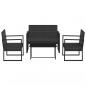 Preview: 4-tlg. Garten-Lounge-Set mit Kissen Schwarz Poly Rattan