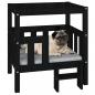 Preview: Hundebett Schwarz 65,5x43x70 cm Massivholz Kiefer