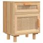 Preview: Nachttische 2 Stk. Braun Massivholz Kiefer und Natur-Rattan