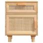 Preview: Nachttische 2 Stk. Braun Massivholz Kiefer und Natur-Rattan