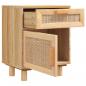 Preview: Nachttische 2 Stk. Braun Massivholz Kiefer und Natur-Rattan