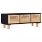 Preview: Couchtisch Schwarz 80x40x30 cm Holzwerkstoff Massivholz Kiefer