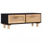 Preview: Couchtisch Schwarz 80x40x30 cm Holzwerkstoff Massivholz Kiefer