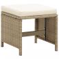 Preview: Gartenhocker 4 Stk. mit Sitzkissen Poly Rattan Beige