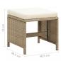 Preview: Gartenhocker 4 Stk. mit Sitzkissen Poly Rattan Beige