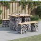 Preview: ARDEBO.de - Gartenbank aus Gabionen 100x102x72 cm Massivholz Kiefer