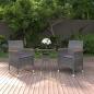 Preview: ARDEBO.de - 3-tlg. Garten-Essgruppe Poly Rattan Grau