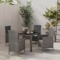 Preview: ARDEBO.de - 5-tlg. Garten-Essgruppe mit Kissen Poly Rattan Grau