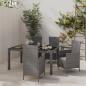 Preview: ARDEBO.de - 5-tlg. Garten-Essgruppe mit Kissen Poly Rattan Grau